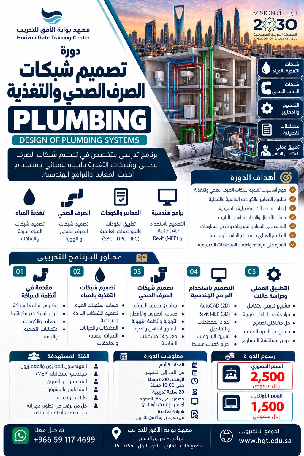 دورة تصميم شبكات الصرف الصحي والتغذية PLUMBING – Design of Plumbing Systems