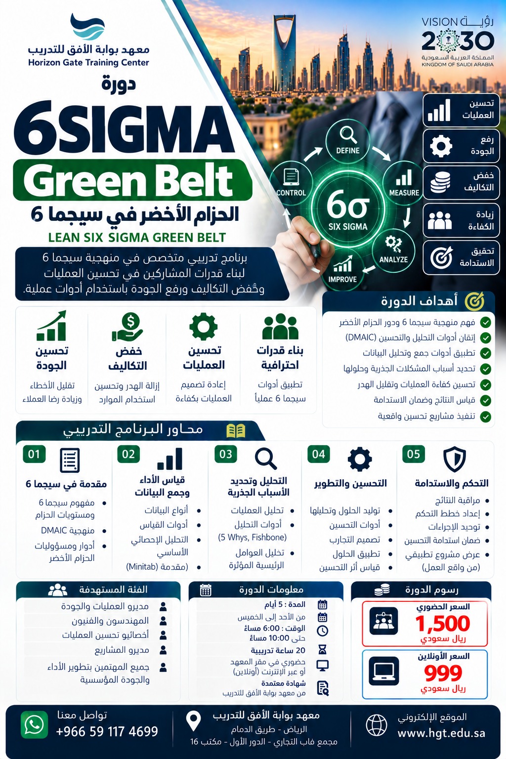 دورة 6 SIGMA Green Belt الحزام الأخضر في سيجما 6 – Lean Six Sigma Green Belt